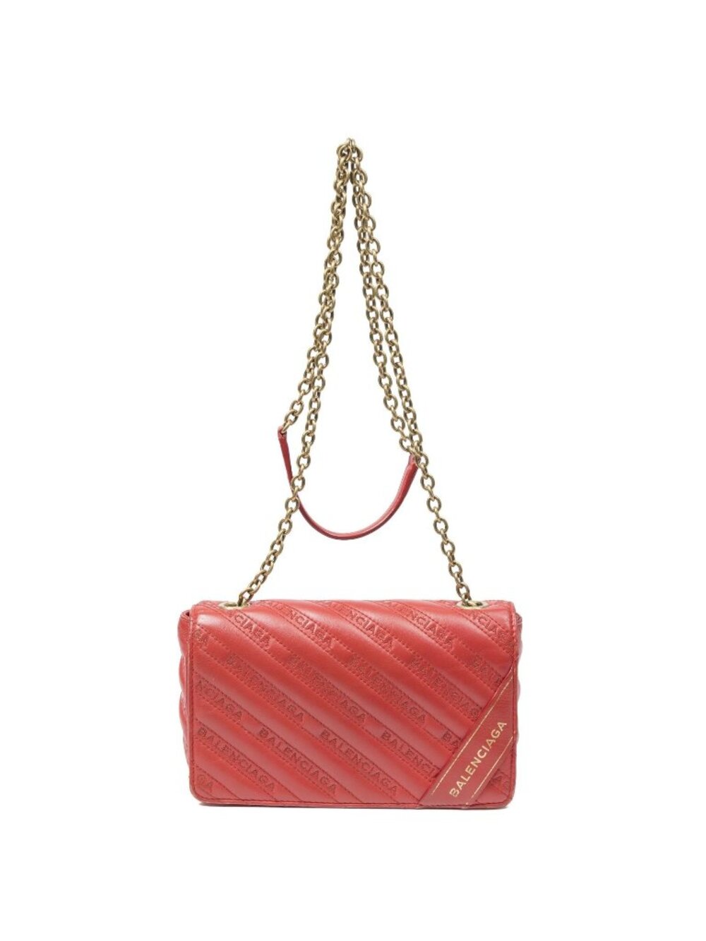 Balenciaga Everyday Chain Wallet Red Quilted Embroidery Leather Shoulder Bag